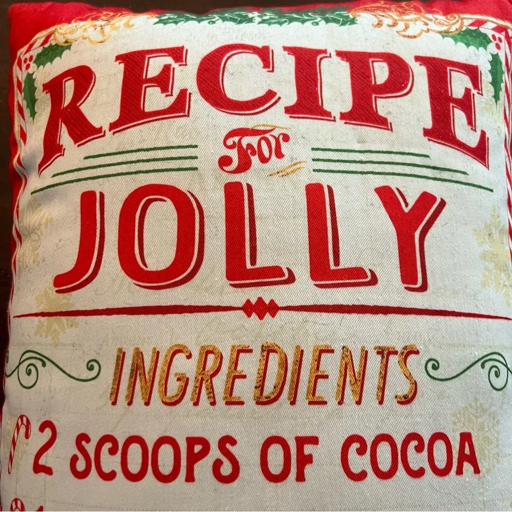 Recipe For Jolly Holiday Pillow - Red, Green, and White
